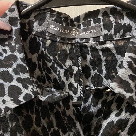Signature Collection Button Up Flowy Tank Blouse Leopard Print Size Medium - Picture 3 of 4